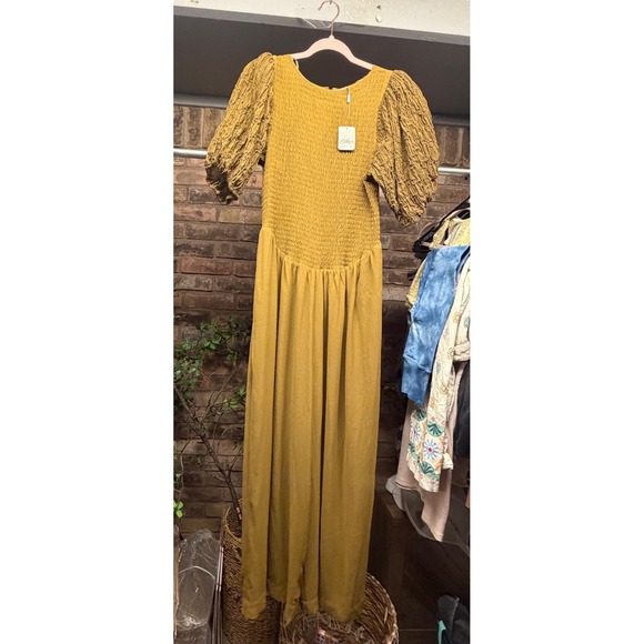 Free People Pants - Free People Temperly Puff Sleeve Wide Leg Jumpsuit Size M